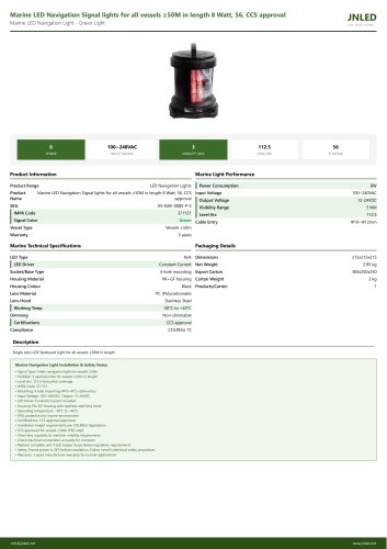 Marine LED Navigation Signal lights for all vessels &ge;50M in length 8 Watt, 56, CCS approval