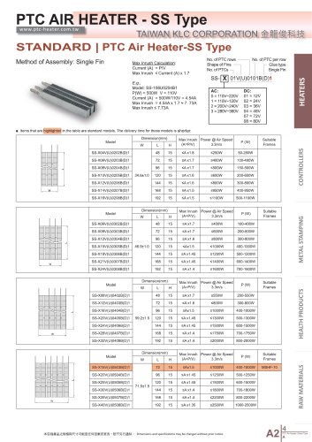 PTC Air Heater Standard SS Type