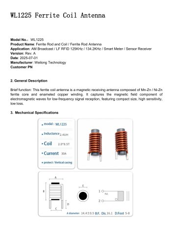 WL1225 Ferrite Coil Antenna