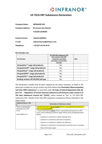 INFRANOR_US_TSCA_PBT_Substances_Declaration_2022_11