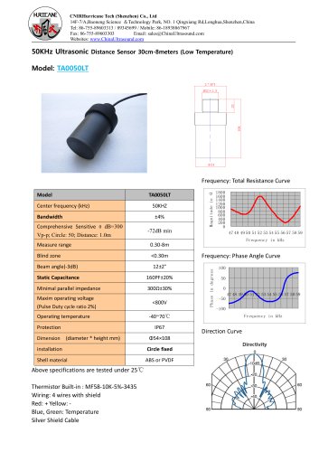 TA0050LT-Ultrasonic-Distance-Sensor-Datasheet