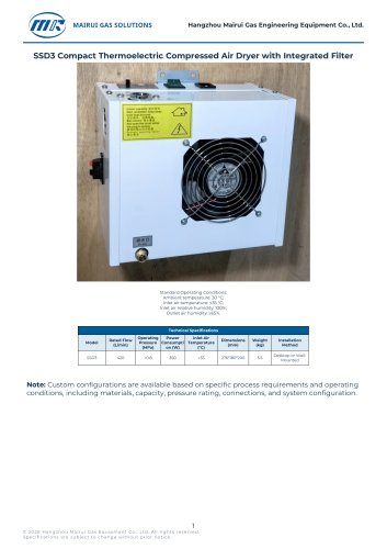 SSD3 Compact Thermoelectric Compressed Air Dryer with Integrated Filter