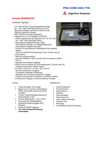 Product data sheet Dewmaster Koffer