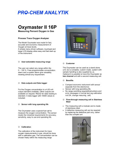 Product data sheet Oxymaster II 16P