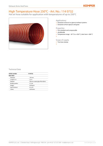 High Temperature Hose 250°C - Art. No.: 114 0732