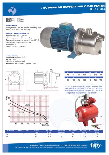 Dc pump on battery for clear water JEJC1 - JEJC2