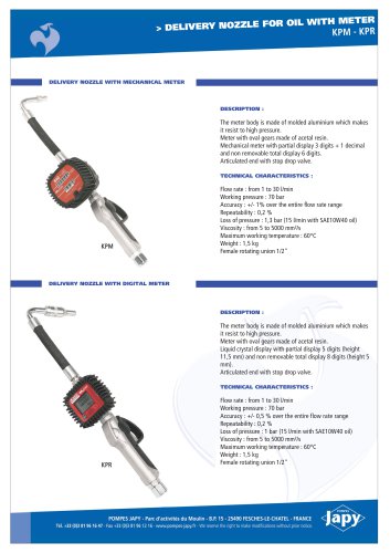 Delivery gun for oil with meter: KPM - KPR