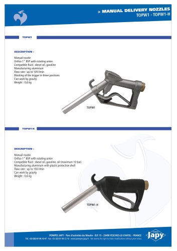 Manual delivery gun for oil: TOPW1-H