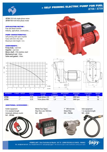 Self priming electric pump for fuel: JET08 - JET09