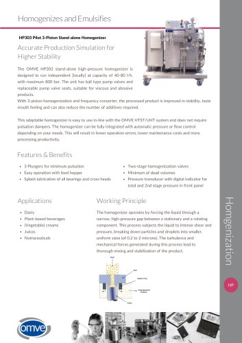 OMVE HP303 In-Line Homogenizer