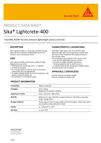 Sika&reg; Lightcrete-400 2025