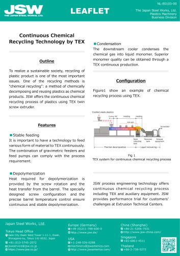 Continuous Chemical  Recycling Technology by TEX