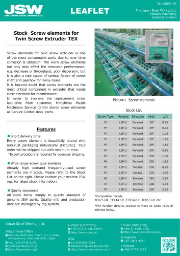 Stock Screw elements for  Twin Screw Extruder TEX