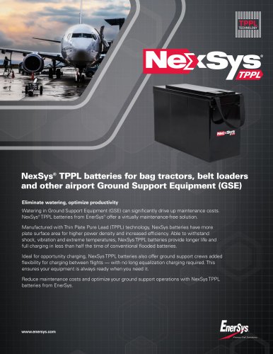 NexSys&reg; TPPL batteries for bag tractors, belt loaders and other airport Ground Support Equipment (GSE)