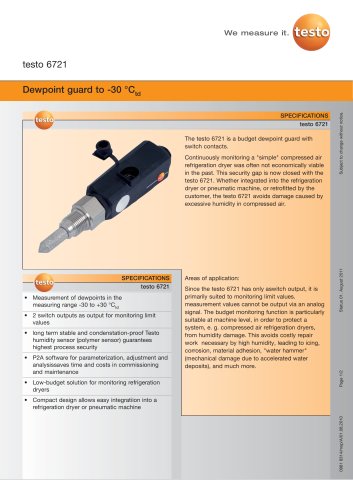 Dewpoint guard to -30 °Ctd - testo 6721