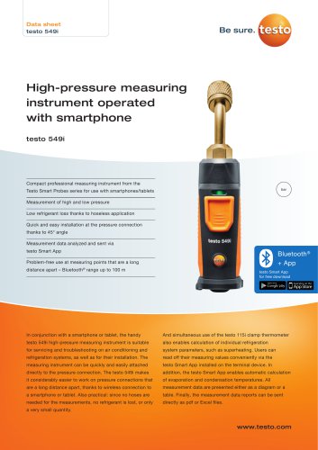 High-pressure measuring  instrument operated  with smartphone