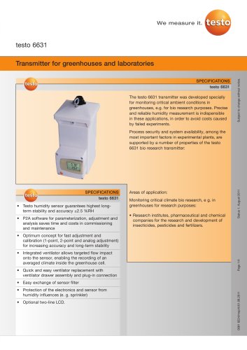 Transmitter for greenhouses and laboratories - testo 6631