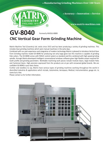 GV-8040 CNC Vertical Gear Form Grinding Machine