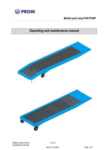 Mobileyard tamp PAR PARP - Operating and maintenance manual