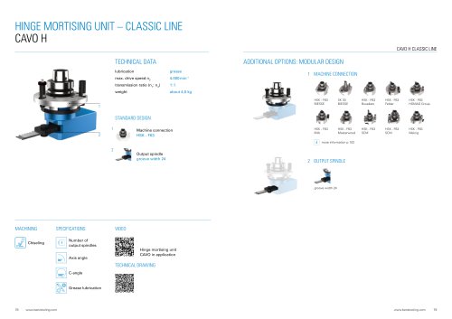 Product sheet: Hinge mortising unit BENZ CAVO H/V
