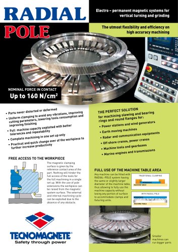 Radial Pole Permanent-electro magnetic systems for vertical turning and grinding