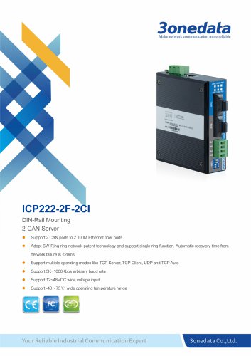 3onedata | ICP222-2F-2CI | 2-port CAN Bus to 2-port Fiber Converter