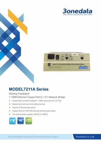 3onedata | Model7211A | 10/100M Ethernet to E1 Bridge