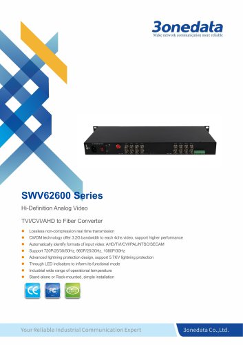 3onedata | SWV62600 | 16-Channel TVI/CVI/AHD Video to Fiber Converter