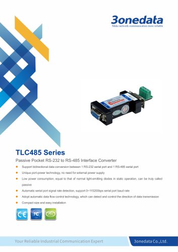 3onedata | TLC485 | Port-powered RS-232 to RS-485 Converter