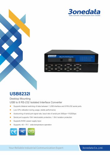 3onedata | USB8232I | USB to 8-port RS-232 Converter