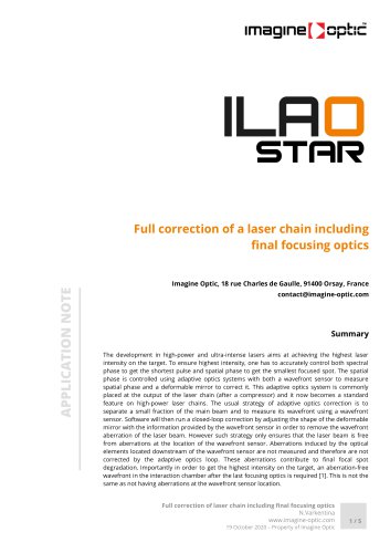 Full correction of a laser chain including final focusing optics - Laser metrology & adaptive optics Application Notes