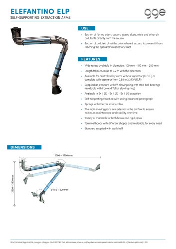 ELEFANTINO ELP – Self supporting extraction arm