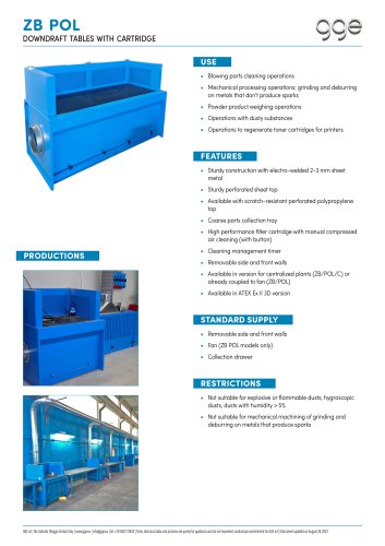 ZB POL – Downdraft table with cartridges