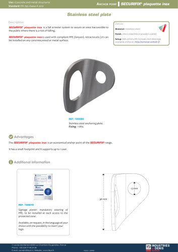 SECURIFIX&reg; plaquette inox