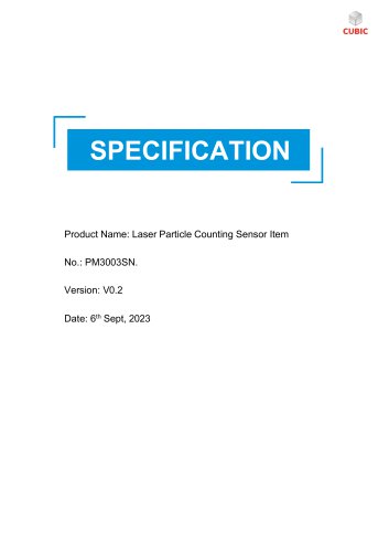 Cubic Laser Particle Counting Sensor Module PM3003SN Specification