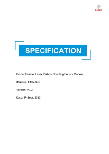 Cubic Laser Particle Counting Sensor Module PM5000S Specification