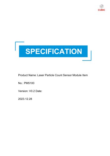 Cubic Laser Particle Counting Sensor Module PM5100 Specification