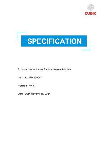 Cubic Laser Particle Sensor Module PM3003Q Specification