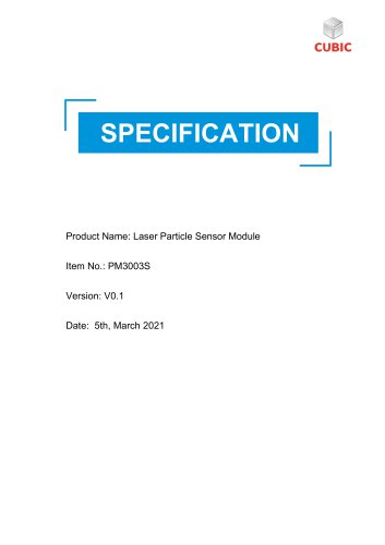 Cubic Laser Particle Sensor Module PM3003S Specification