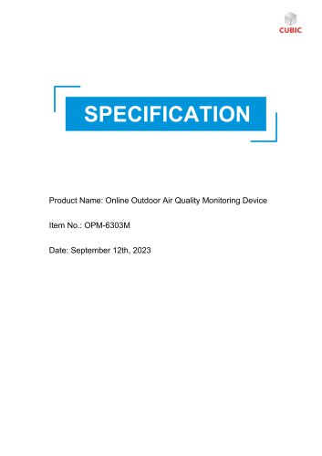 Cubic Online Outdoor Air Quality Monitoring Device OPM-6303M Specification