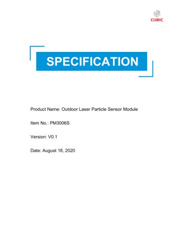 Cubic Outdoor Laser Particle Sensor Module PM3006S Specification