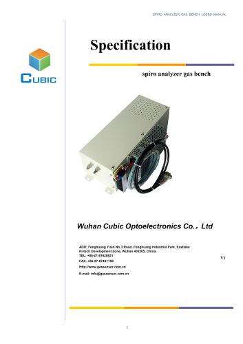 Specification of Micro-flow multigas analyzer CO and CH4 3000ppm