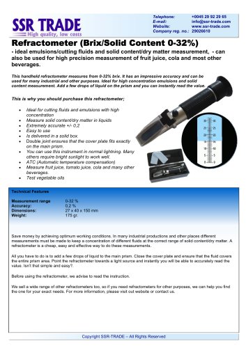 Refractometer (Brix/Solid Content 0-32%)