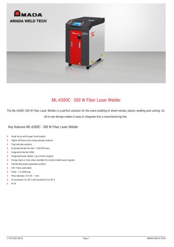 ML-6500C - 300 W Fiber Laser Welder