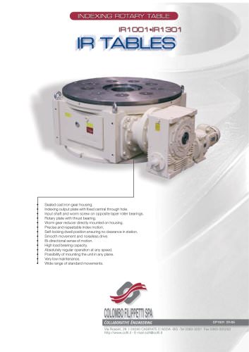 Colombo Filippetti - Indexing Rotary Tables - IR Heavy Series 1001-1301