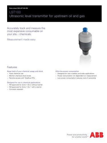 LST100 Ultrasonic level transmitter for upstream oil and gas