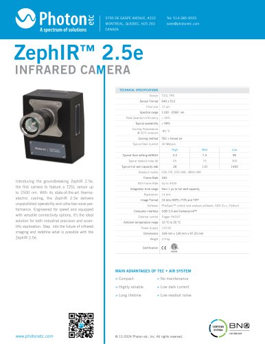 ZephIR&trade; 2.5e - Deep-Cooled MCT Camera
