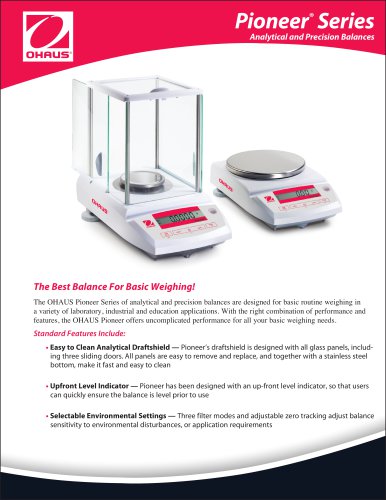 Pioneer ®  Series Analytical and Precision Balances