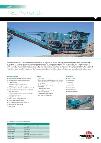 Powerscreen Premiertrak 1180 Jaw Crusher