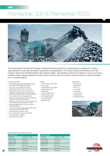 Powerscreen Premiertrak 300 & R300 Jaw Crusher